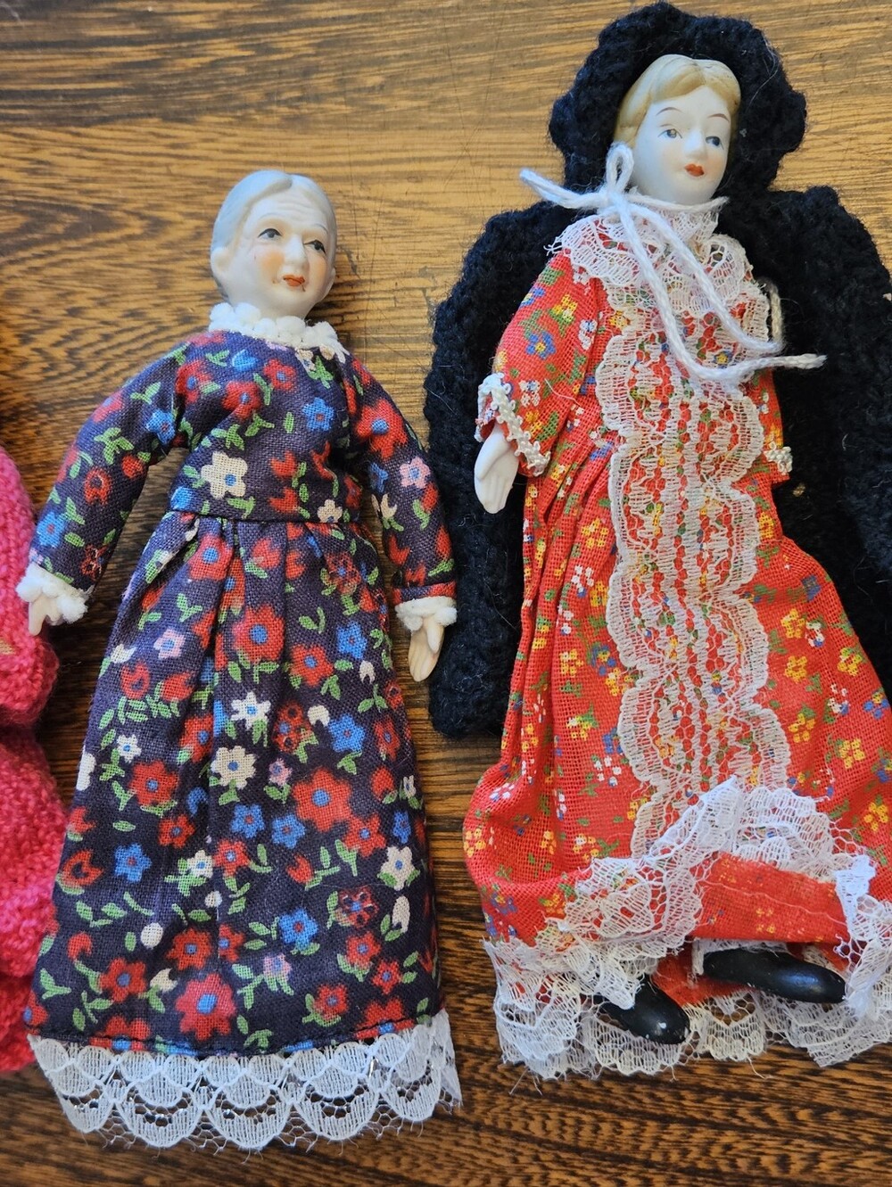 Four Vintage (1970-90) Miniature Dollhouse Dolls. 3 dolls are 6".